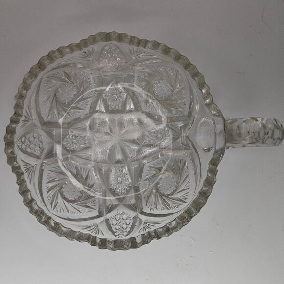 Antique American Brilliant Cut Glass Handled Nappy Bowl 6.5" Starburst Pattern - Picture 5 of 6